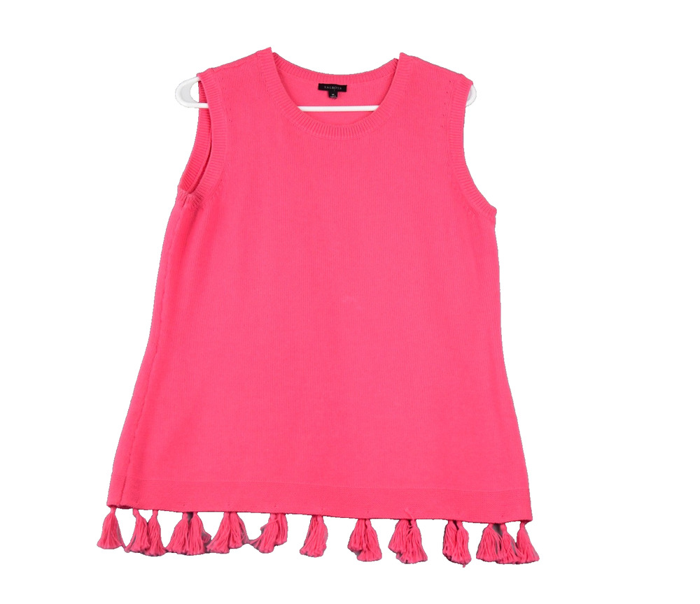 Talbots Halter Sweater Womens Medium Pink Tassels Knit